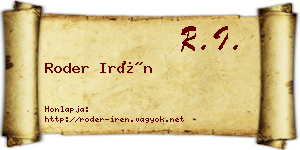 Roder Irén névjegykártya